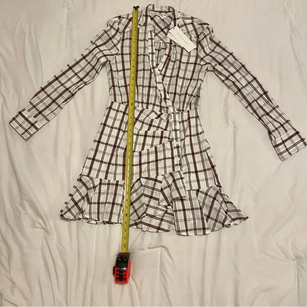 NWT Veronica Beard ‘Sherry’ Asymmetrical Ruffle Hem Shirt Dress Sz S - Picture 6 of 9